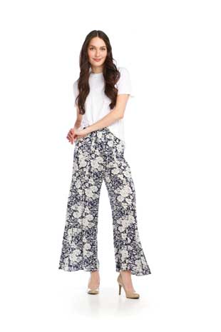 PP-16813 - FLORAL WIDE LEG PANTS WITH ELASTIC WAIST - Colors: AS SHOWN - Available Sizes:XS-XXL - Catalog Page:86 